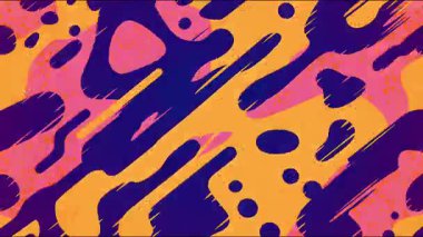 Mor ve turuncu sıvı şekilli soyut akıcı boya arka planı, yumuşak tahıl dokusu, organik hareket, kalın renk kontrastı, modern karikatür çizim tarzı