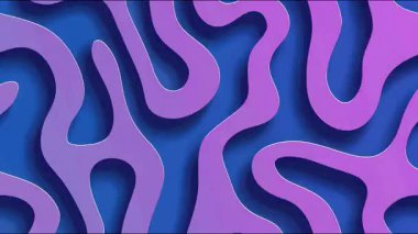Katmanlı mor ve mavi şekilli soyut dalgalı organik desenler, yumuşak eğriler, yumuşak eğimler, modern çizgi film tarzı arka plan, psikedelik sıvı formlar, kusursuz soyut hareket dokusu