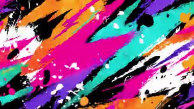 Çapraz Renk Sıçraması Soyut Graffiti Arkaplanı Kalın Boya İzleri ve Mürekkep Dökümlü