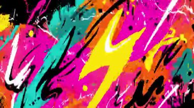 Çapraz boya darbeleriyle soyut grafiti yıldırımı arka planı, koyu renk sıçramaları, kaotik el boyası sokak sanatı dokusu.
