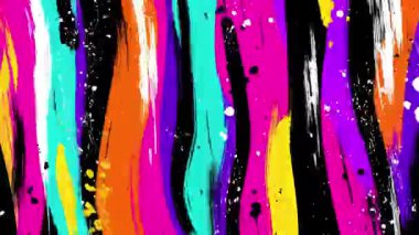 Damlayan fırça darbeleri, canlı gökkuşağı renkleri, anlamlı el boyası dokusu ile soyut dikey boya arkaplanı