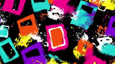 Renkli dikdörtgenlere sahip soyut grunge arkaplan, kaba boyanmış bloklar, sıkıntılı doku, modern grafiti tarzı kompozisyon, kalın kontrast şekiller