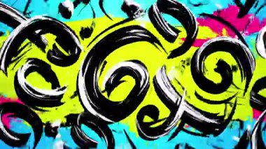 Kalın fırça darbeleriyle soyut spiral arka plan, anlamlı boya hareketi, dinamik graffiti stili eğriler, yüksek kontrast renkleri, enerjik modern sanat dokusu