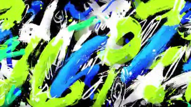 Soyut grafiti boya dokusu, el çizimi fırça darbeleri, yeşil ve mavi boya izleri, anlamlı sokak sanatı kompozisyonu, kalın grunge yüzeyi