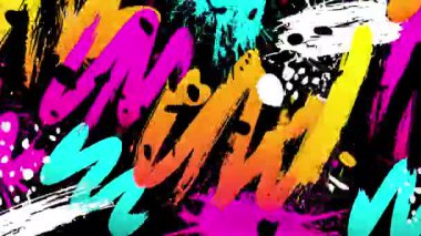 Soyut graffiti fırça harfleri arka plan, el boyası izleri, kalın renkli vuruşlar, anlamlı sokak sanatı dokusu, kaba grunge boyalı yüzey