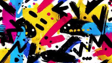 Kalın fırça izleri, sarı ve mavi lekeler, elle çizilmiş sokak sanatı vuruşları, anlamlı grunge dokusu, dinamik boya kompozisyonu...