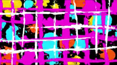 Boyanmış şebeke graffiti arka planı, el çizimi kare fırça deseni, koyu pembe cyan sarı bloklar, sokak sanatı grunge dokusu, anlamlı soyut 2d fon.
