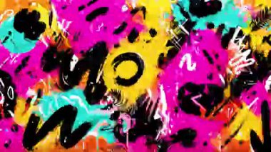 Kaotik duvar yazıları, el yapımı soyut fırça izleri, renkli pembe cyan lekeleri, anlamlı sokak sanatı dokusu, kaba grunge 2d boyalı arka plan.