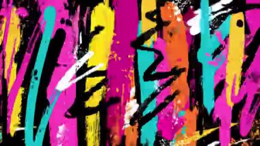 Renkli dikey boya darbeleri arka plan, el yazısı fırça çizgileri, grunge sokak sanat dokusu, kalın pembe cyan boya, kaba fırça izleri, sıçrama detayları, anlamlı soyut 2d boyama arka plan