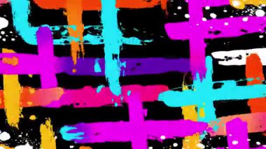 Grid grafiti fırça deseni, el boyası çapraz vuruşlar, soyut sokak sanatı arka planı, kalın grunge dokusu, kaba boya izli anlamlı renkli şehir çizimi