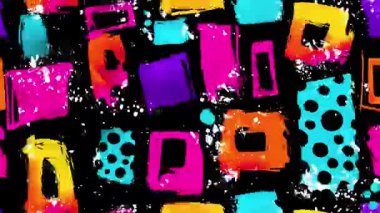 Soyut graffiti blokları deseni, renkli el boyası dikdörtgenler, kaba sokak sanat dokusu, anlamlı şehir illüstrasyonu, kaotik kompozisyonu olan koyu boya izleri.