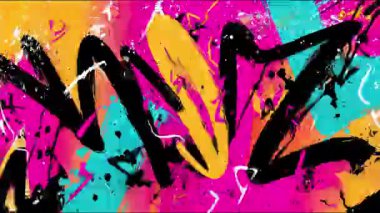 Kalın harflerle graffiti arka planı, el boyası vuruşlar, renkli sokak sanatı dokusu, soyut grunge kompozisyonu, dışavurumsal şehir tarzı