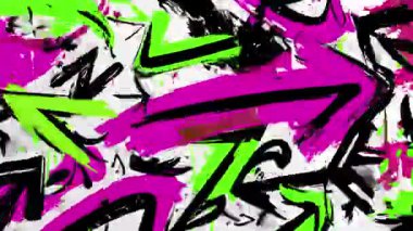 Grafiti ok desenli arka plan neon pembe vuruşlar, dinamik sokak sanatı yön şekilleri, soyut şehir dokusu