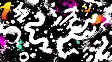 Siyah arkaplanda organik beyaz boya şekilleri, soyut grunge grafiti dokusu, akışkan formlar ve kaba mürekkep kenarlı el çizimi sokak sanatı deseni