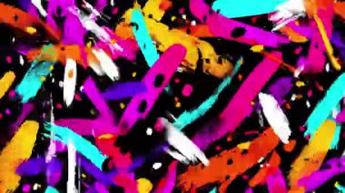 Soyut graffiti fırça darbeleri arka planda neon pembesi sarı boya sıçramaları, kaotik şehir sokak sanatı dokusu, anlamlı el yapımı hareket