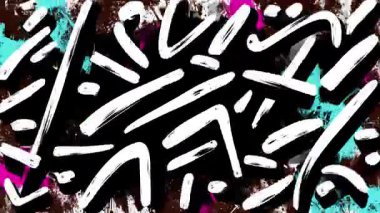 Keskin el fırçası izleri olan soyut siyah beyaz grafiti deseni, yüksek kontrast sokak sanatının arka planı