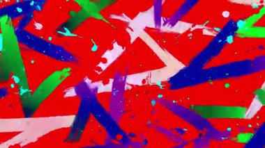 Soyut ok graffiti arkaplanı, kırmızı mavi boya darbeleri, yön gösteren sokak sanatı sembolleri, koyu renk karşıtlığı olan anlamlı el çizimi dokusu