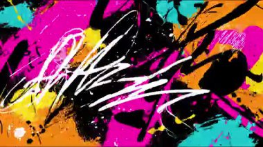Soyut grafiti boya arka planı, agresif fırça darbeleri, el boyası çizikleri, renkli sokak sanatı dokusu, dinamik kentsel grunge fon.