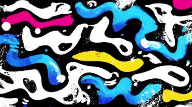 Soyut akış şekilleri, el boyası dalgaları, renkli graffiti kıvrımları, dinamik sokak sanatı arka planı, anlamlı sanatsal doku.