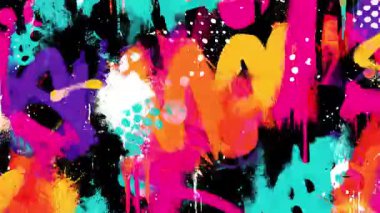 El çizimi soyut boya harfleri, anlamlı grafiti fırça darbeleri, renkli sokak sanatı dokusu, dinamik sanatsal 2B arka plan