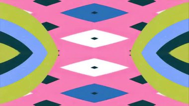 Pembe Mavi Gerçeküstü Simetrik Desen, Soyut Etnik Geometri Süslemesi, Karikatür Kabile Arkaplanı