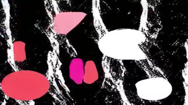 Soyut siyah benekli doku arka planı, renkli geometrik bloklar, düz kalın şekilli küçük grunge çizgi film kompozisyonu