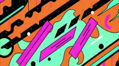 soyut karikatür arkaplanı, cesur şimşek şekilleri, neon pembe turkuaz sarı renkler, keskin zigzag biçimleri, düz 2d çizim biçimi, dinamik enerji deseni, grafik pop hareketi tasarımı, oyuncu kompozisyon, modern soyut animasyonu