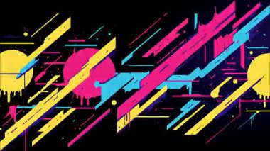 Çapraz şimşek çizgileri, hızlı enerji hareketi çizgileri, koyu arkaplan, neon pembe ve sarı aksanlar, anime çizgi aksiyon tarzı, soyut vektör hızı bileşimi