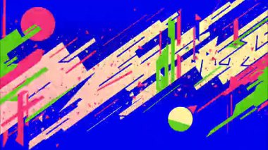 Soyut elektrik hatları, çapraz enerji kesikleri, parlak mavi arkaplan, sarı yıldırım şekilleri, komik animasyon tarzı hareket, vektör güç akışı, retro grafik tasarımı