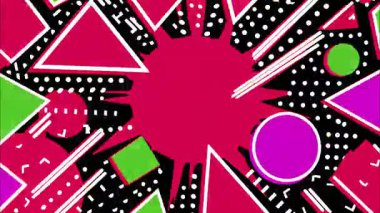 Patlayıcı yıldız şekli, koyu kırmızı merkez, siyah beyaz kontrast, soyut geometrik kompozisyon, çizgi roman tarzı, dinamik düz renkler, grafik enerji dokusu