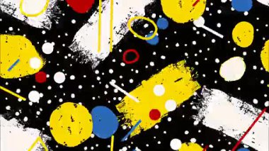 Soyut grunge pop sanat arka planı, sarı fırça darbeleri, noktalar, komik doku