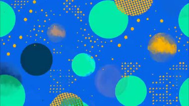 Soyut geometrik daireler deseni, renkli noktalar arka plan, modern çizgi film pop sanat tasarımı