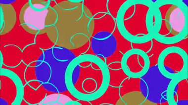 Soyut çakışan daireler, renkli halkalar, kalın karikatür geometrisi, canlı grafik arkaplan