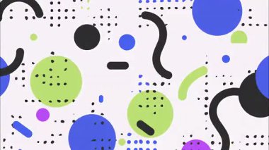 Soyut karikatür arkaplanı, noktalar ve daireler, eğri çizgiler, neşeli pastel desen