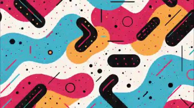 Soyut karikatür arka planı, renkli organik şekiller, akıcı kabarcıklar, cesur mizah tarzı.