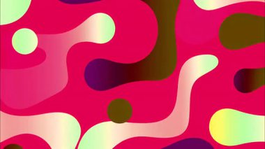 dinamik funky pop art geometrik 2D karikatür düz vektör retro soyut arkaplan, sıcak pembe taban, kırmızı mavi turuncu şeftali organik şekiller yuvarlak çizgiler, Memphis kaotik dalgalı enerji, canlı koyu kontrast