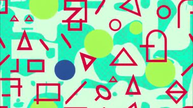 Retro çizgi film soyut geometrik desen, kırmızı şekilli nane kremi arkaplan semboller, düz pop sanat illüstrasyonu arka plan