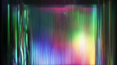 Yoğun dikey RGB tarama çizgileri, gökkuşağı arızalı perde efekti, kromatik parazit alanı, dijital spektrum bozulması dokusu