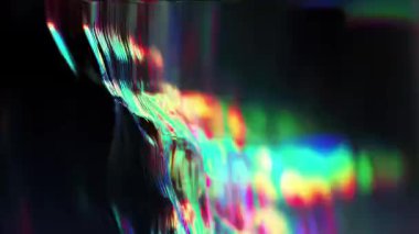 Sıvı metalik dikey bozulma, kromatik arıza efekti, gökkuşağı optik etkileşimi, holografik krom dalga arka plan dokusu