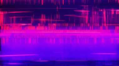 Yoğun bilim kurgu arızası, neon mor yatay bozulma, soyut siber punk dijital gürültü, fütüristik ekran paraziti dokusu