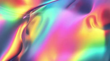 Yumuşak yanardöner eğimli dalgalar, holografik sıvı yüzey, pastel neon ışık akışı, soyut pürüzsüz renk geçişleri, fütüristik atmosfer arkaplanı, parlak cam dokusu, rüya gibi spektrum hareketi.