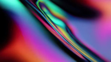 Akan holografik kurdeleyle soyut neon eğimli arkaplan, yanardöner renk çizgisi, yumuşak bulanık hareket, fütürist siber punk parıltısı ve pürüzsüz dijital ışık dokusu