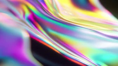 Yumuşak yanardöner renk alanı, akan neon eğimleri, soyut sıvı yüzey, pürüzsüz holografik geçişler, pastel gökkuşağı parıltısı, rüya gibi parlak hareketli fütüristik arka plan