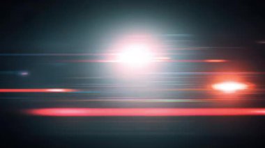 Soyut lens flaşlı ışık patlaması arka planı, turuncu parıltılı parlak beyaz çekirdek, yatay ışık çizgileri, optik aydınlatma, sinematik aydınlatma, fütüristik dijital doku, yumuşak hareket bulanıklığı, karanlık atmosfer arkaplanı, parazit arızası