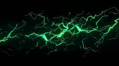 anime elektrik yıldırım dalgası, yeşil enerji yayları, parlayan plazma akımı, komik güç dalgalanması, soyut elektrik arkaplanı