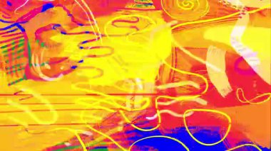 Soyut grunge el çizimi sanat kolajı parlak sarı ve kırmızı boya katmanları, kaotik fırça darbeleri, kaba dokular, ekspres çizgiler, karışık medya deseni, canlı renk sıçramaları, enerjik kompozisyon, modern sanatsal fon