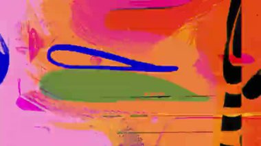 Renkli soyut karışık ortam arkaplanı, boya işaretli el çizimi kolajı, katmanlı şekiller, kaba dokular, oyuncu çizgi film elemanları, grunge fırça çizgileri, dışavurumcu sanatsal yüzey, dinamik bileşimli canlı soyut sanat deseni