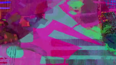 Soyut pembe ve turkuaz katmanlı kaotik fırça darbeleri, hatalı boya kompozisyonu, renkli karışık medya arkaplanı, anlamlı şekiller, kaba boya yüzeyi, hareket tasarımı için canlı sanatsal zemin