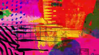 Soyut dışavurumcu boya kolajı, koyu renk lekeleri, noktalı desenler, dinamik fırça darbeleri, enerjik kompozisyonu olan modern sanatsal arka plan.