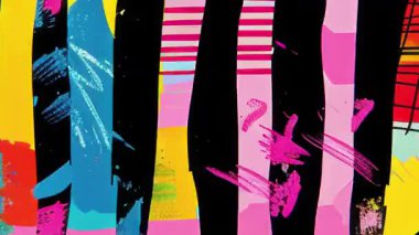 Soyut dikey çizgiler, kalın renk bantları, el boyası desen, anlamlı fırça izleri, grafik ritim, modern renkli sanatsal arkaplan